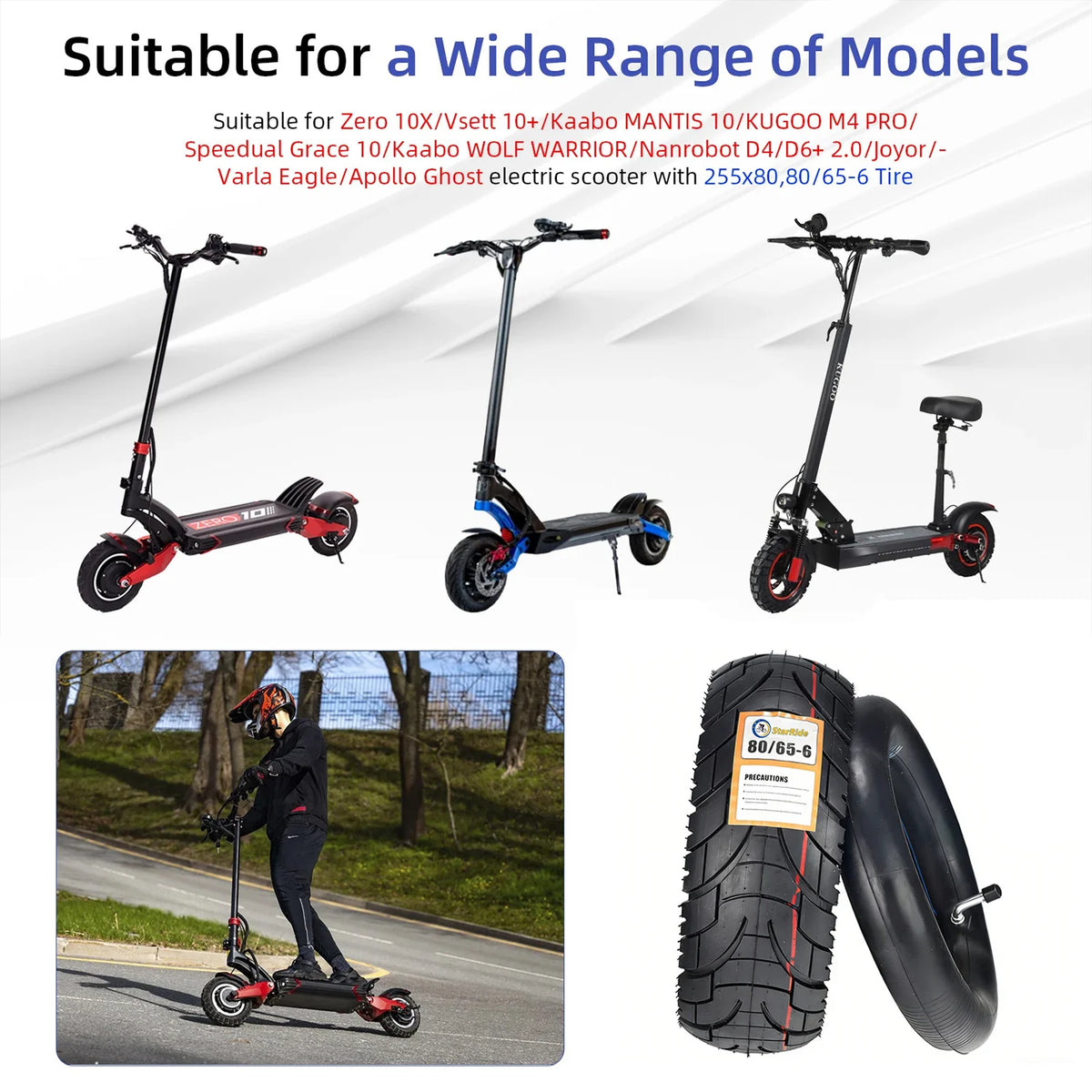 80/65-6 Scooter Tyre & Inner Tube Options – 10-Inch