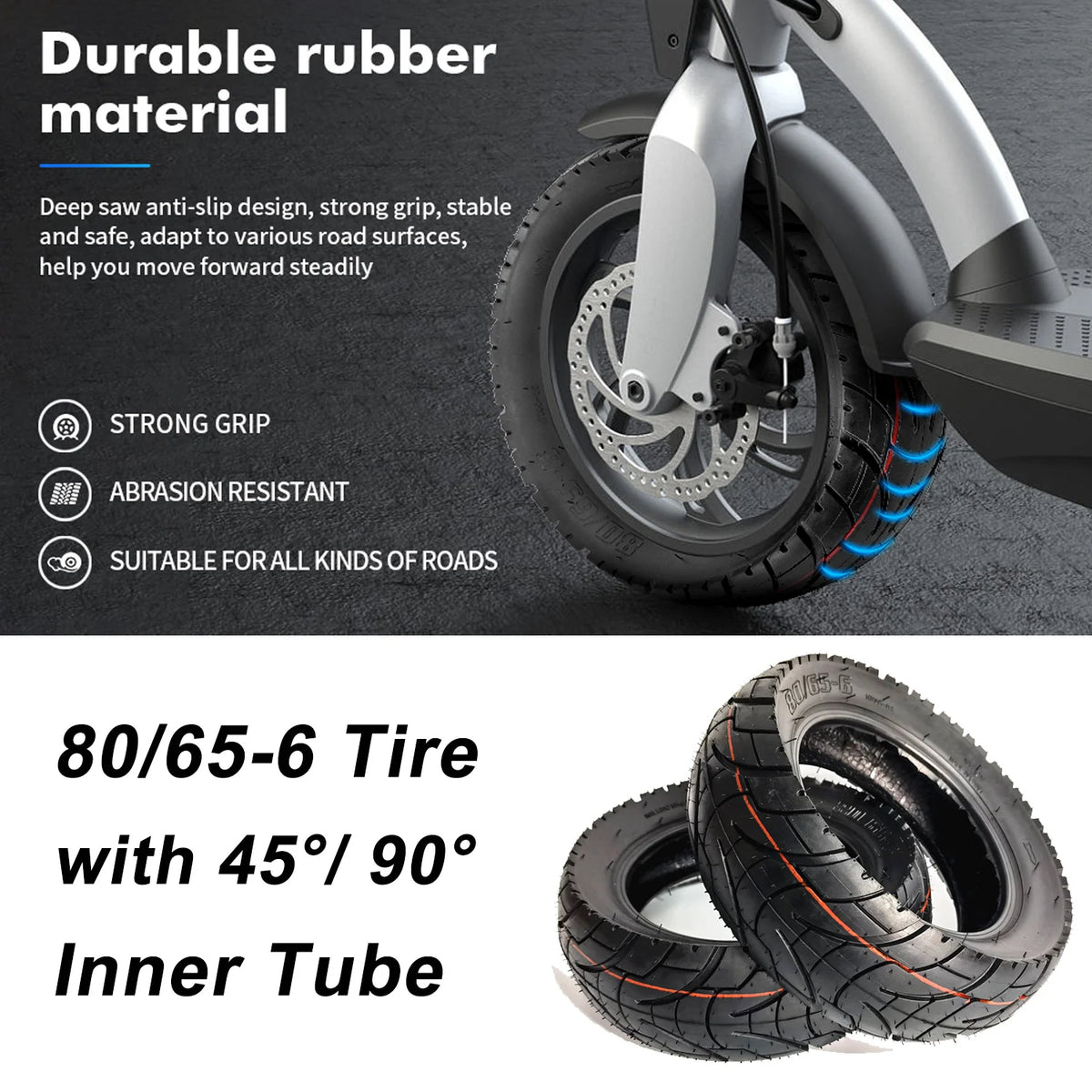 80/65-6 Scooter Tyre & Inner Tube Options – 10-Inch
