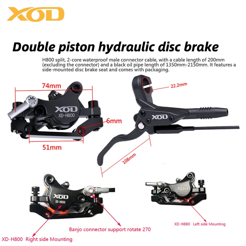 XOD H800 / H880 Hydraulic Disc Brakes for Electric Scooters